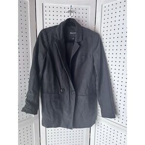 Madewell Women's XS Drape Lyocell Blazer Jacket 2 Button Black Style MD254